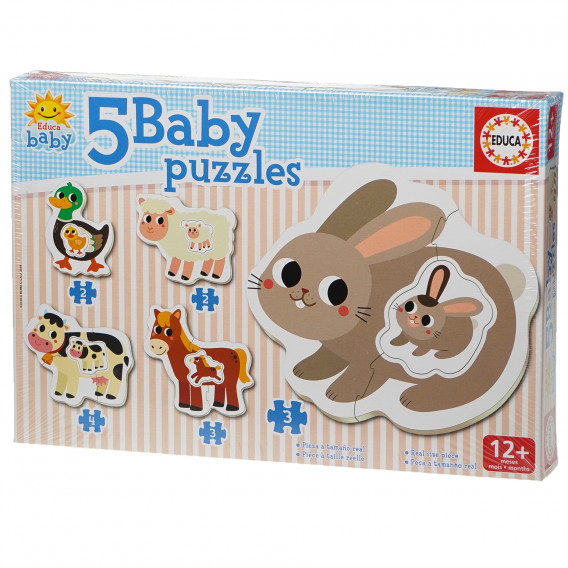 Puzzle pentru copii 5-în-1 Animăluțe mama și bebelușul Educa 74865 2