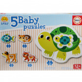Puzzle 5 în 1 Animale mama și puii Educa 74870 4
