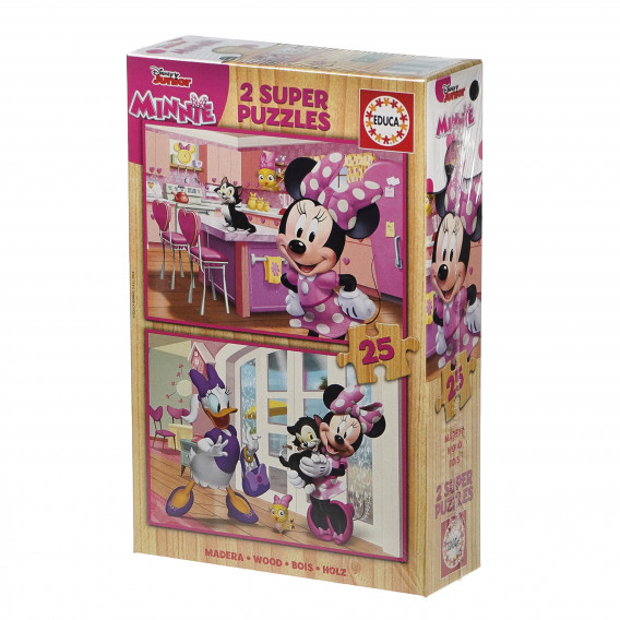 Puzzle pentru lemn 2-în-1  pentru copii - Minie Mouse Disney Minnie Mouse 74952 2