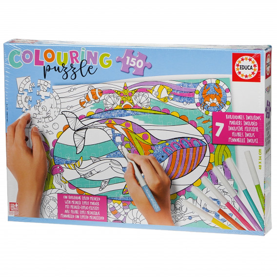 Puzzle cu pagină de colorat a lumii marine Educa 74991 2