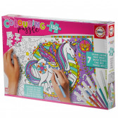 Puzzle de colorat, model Unicorn pentru copii Educa 74994 2