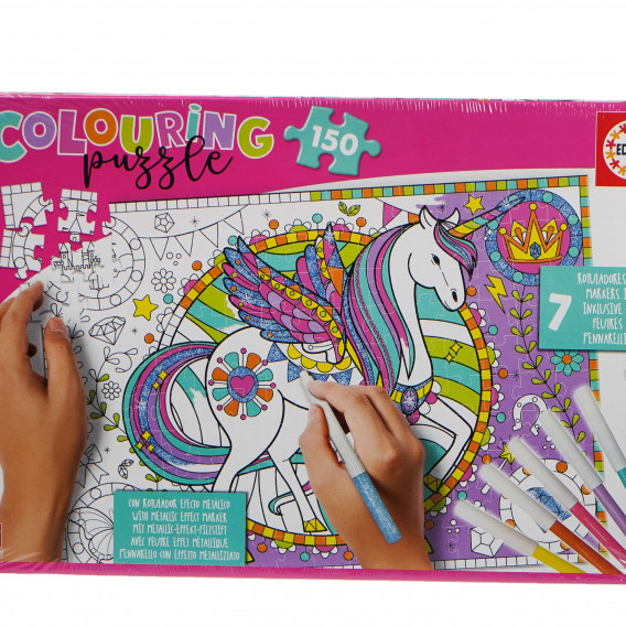 Puzzle de colorat, model Unicorn pentru copii Educa 74996 4