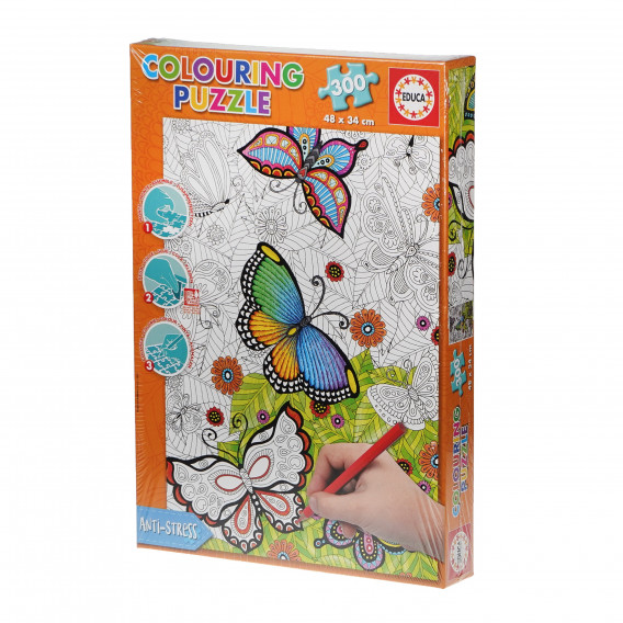 Puzzle de colorat pentru copii, Fluturi Educa 75178 3