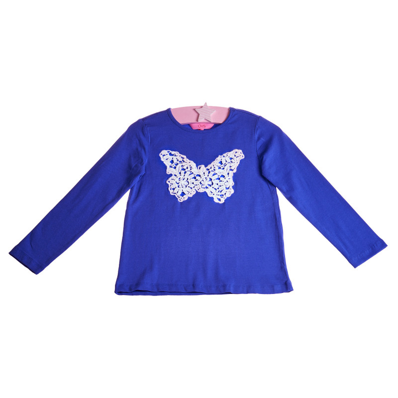Bluză cu mâneci lungi, cu fluture din dantelă, pentru fete  7586