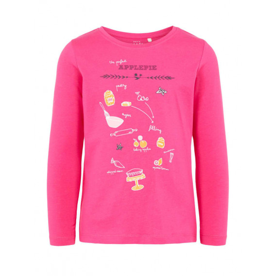 Bluză de bumbac pentru fete cu imprimeu APPLEPIE, roz Name it 76939 