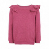 Bluză de bumbac de culoare roz, cu încrețituri pe umeri pentru fete Name it 76960 