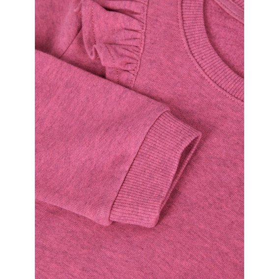 Bluză de bumbac de culoare roz, cu încrețituri pe umeri pentru fete Name it 76962 3