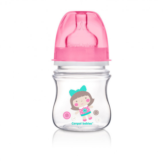 Sticlă din polipropilenă cu imprimeu de jucării și tetină din silicon 3+ luni cu flux lent pentru fetiță, 120 ml Canpol 77238 7