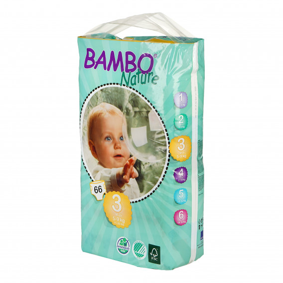 Scutece Eco de bebeluși  Bambo Nature Midi Tall Pack, mărimea 4, 5-9 kg, 66 bucăți Bambo Nature 77380 8