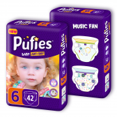 Scutece de unică folosință Pufies Baby Art & Dry Duo maxi pack Ventilator muzical, Mărimea: 6, 84 bucăți Pufies 79743 