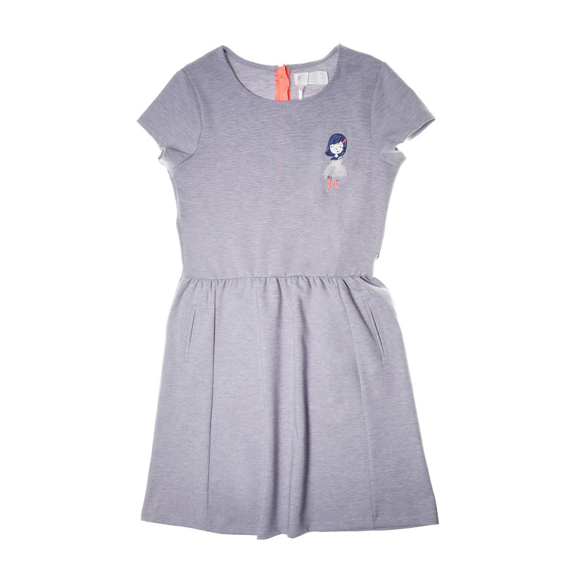 Rochie cu mânecă scurtă de culoare gri pentru fetițe  80260