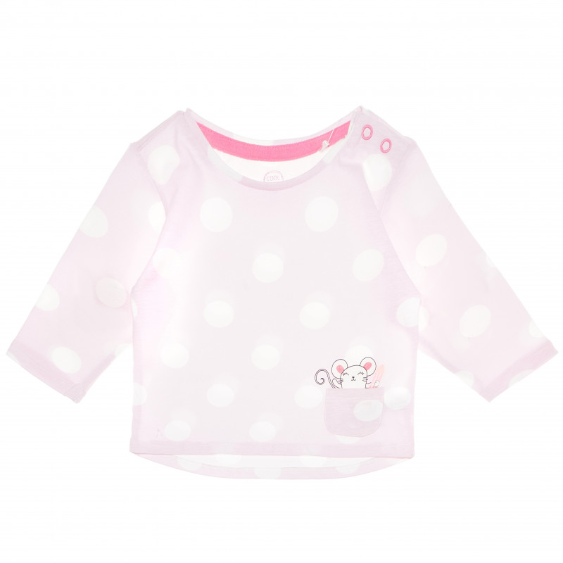 Bluză din bumbac cu mânecă lungă, cu puncte și imprimeuri cu inimi pentru fetițe  80407