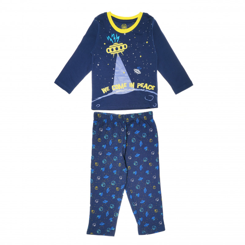 Pijama de bumbac din două piese cu imprimeu extraterestru pentru băieți  80542