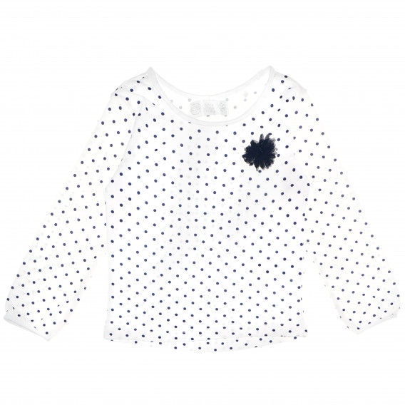 Bluză albă din bumbac cu punctulețe și mâneci lungi pentru fete Cool club 80594 