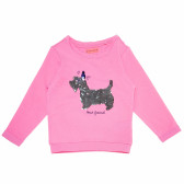 Bluză cu mânecă lungă, de culoare roz, cu imprimeu de câine, pentru fete Cool club 80671 