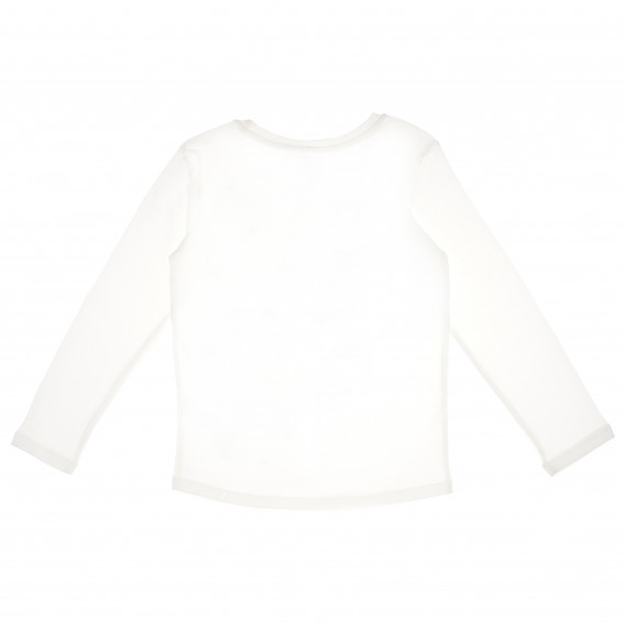 Bluză albă din bumbac, cu mâneci lungi, pentru fete, cu aplicație care imită o geantă  Cool club 80753 2