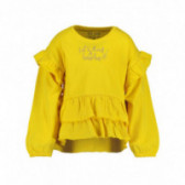 Bluză din bumbac cu mânecă lungă cu spate ușor alungit pentru fete, galben BLUE SEVEN 81481 