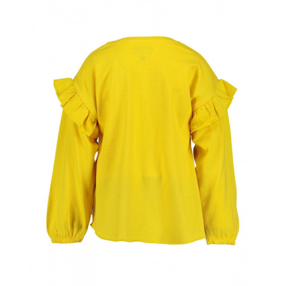 Bluză din bumbac cu mânecă lungă cu spate ușor alungit pentru fete, galben BLUE SEVEN 81482 2