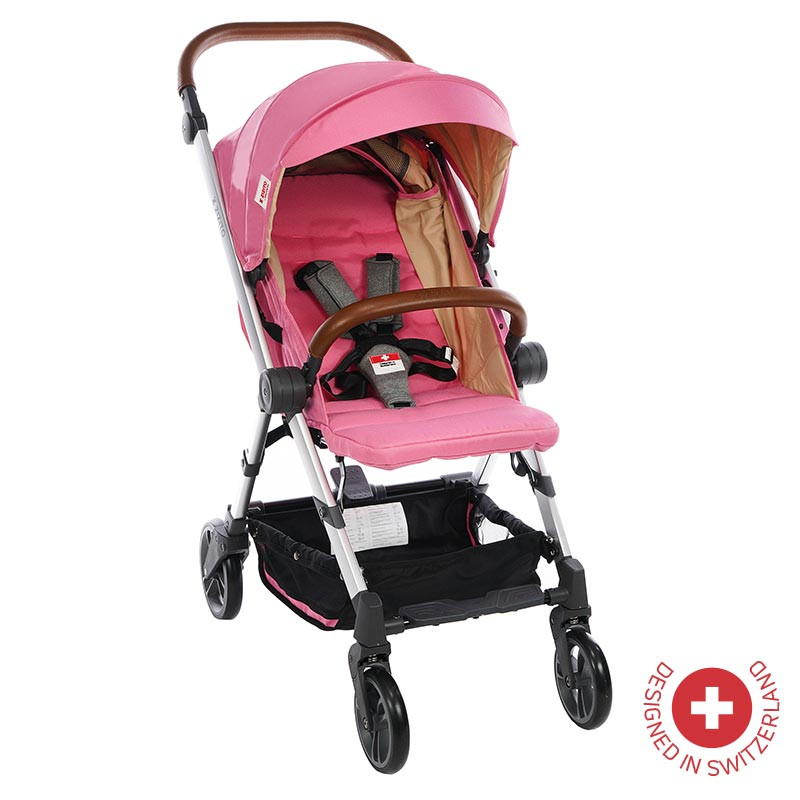 Carucior pentru copii BIANCHI cu construcție și design elvețian, roz  81882