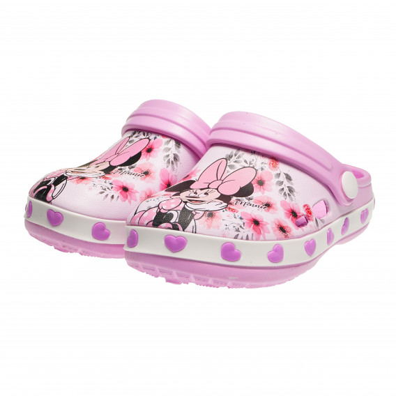 Papuci roz cu personajul Minnie și inimioare pe talpă, pentru fete Arnetta 82059 2