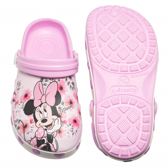 Papuci roz cu personajul Minnie și inimioare pe talpă, pentru fete Arnetta 82061 4