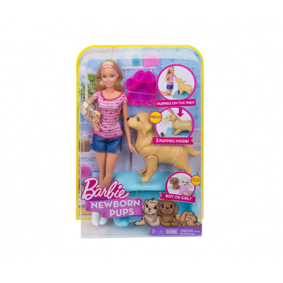 Păpușa Barbie - un set cu cățeluși Barbie 8273 