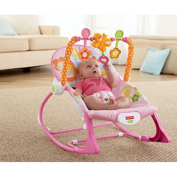 Scaun pentru copii, cu iepurași, de culoare roz Fisher Price  8357 