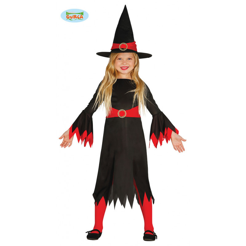 Costum de carnaval pentru fete, model vrăjitoare, roșu și negru  83891