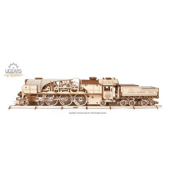 Puzzle mecanic 3D, Tren V-Express Ugears 84262 6