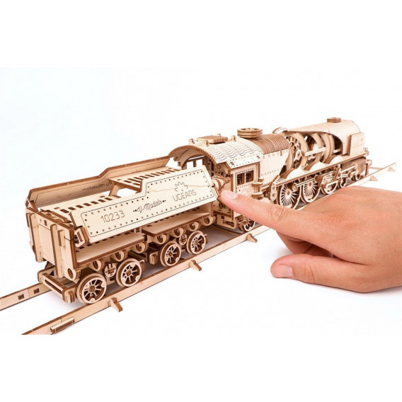 Puzzle mecanic 3D, Tren V-Express Ugears 84283 27