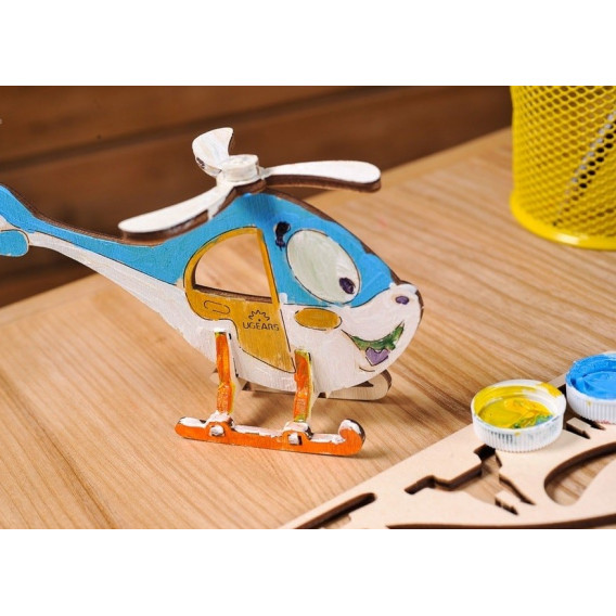 Puzzle mecanic 3D pentru copii, Elicopter Ugears 84410 8