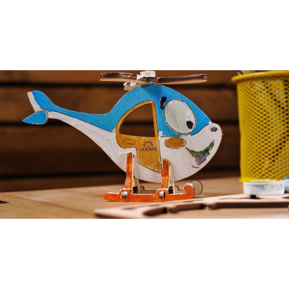 Puzzle mecanic 3D pentru copii, Elicopter Ugears 84411 9