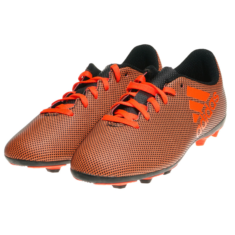 Pantofi de fotbal cu model negru și portocaliu  87557
