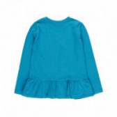 Bluza din bumbac albastru cu mâneci lungi pentru fete, cu detaliu interesant Boboli 89105 2