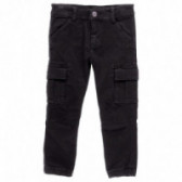 Pantaloni negri cu buzunare laterale, pentru băieți Boboli 89190 