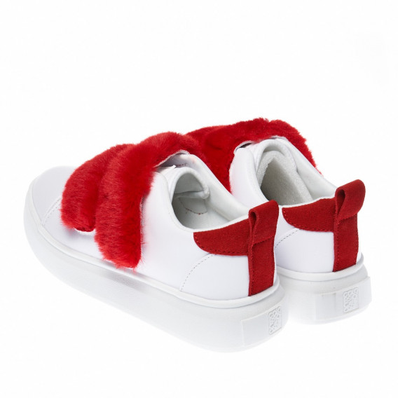Pantofi pentru fete în alb cu velcro pufos roșu Colors Of California 93755 2