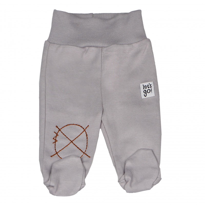 Pantaloni de bumbac de culoare gri, cu talie elastică largă, pentru băieți  94461
