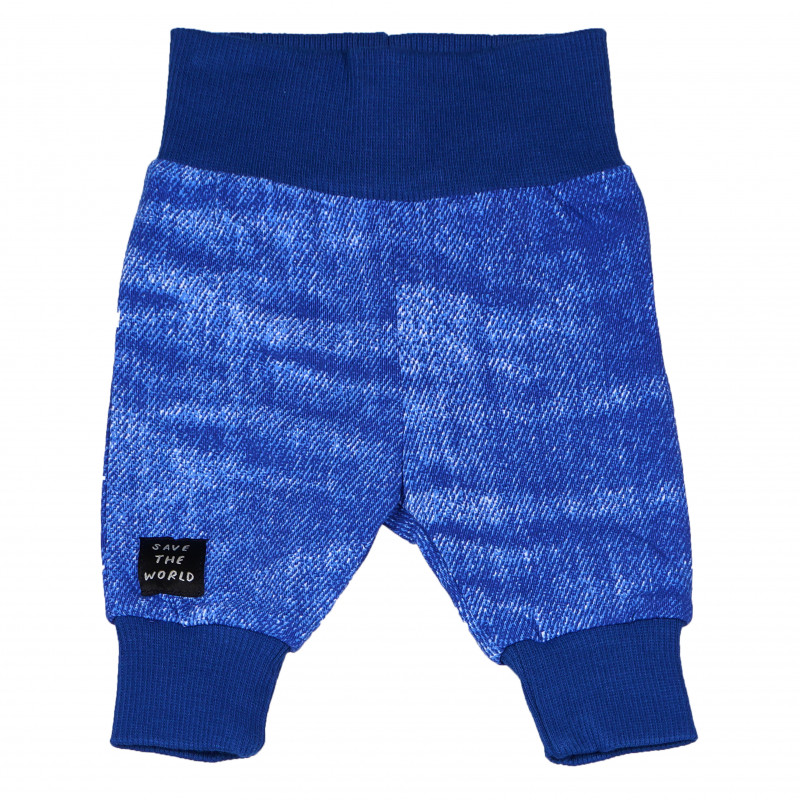 Pantaloni de bumbac de culoare albastru cu benzi elastice late pentru băieți  94552