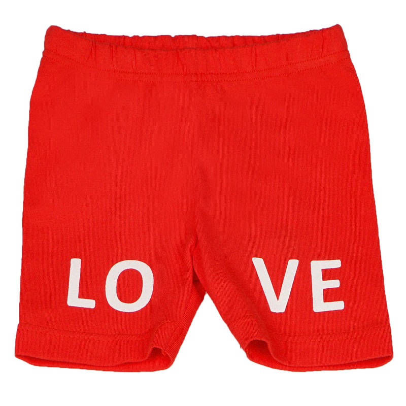 Pantaloni din bumbac, cu etichetată LOVE pentru fetițe, roșu  94613