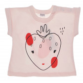 Bluză din bumbac cu mânecă scurtă și imprimeu căpșuni, pentru fetițe Pinokio 94621 