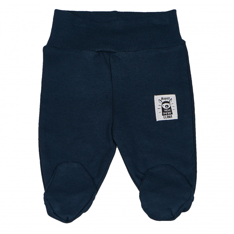 Pantaloni din bumbac cu bandă elastică largă și aplicație mică, unisex  94646