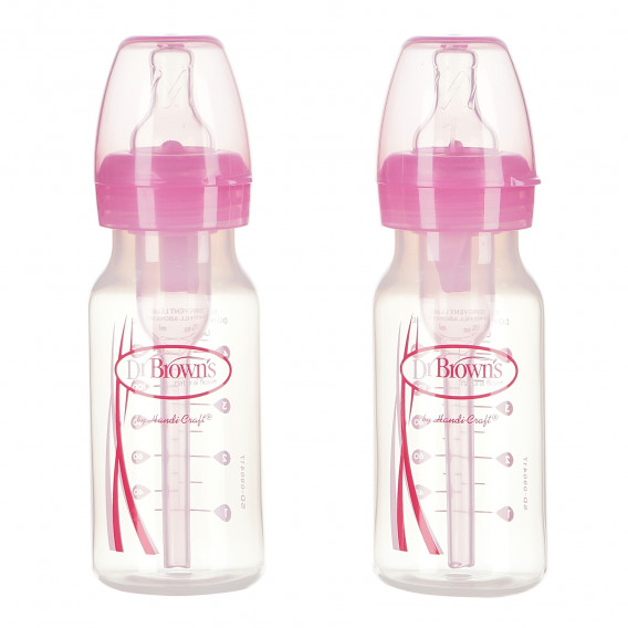 Sticlă de alimentare din polipropilenă, roz, cu 1 tetină, 0 + luni, 120 ml. DrBrown's 95166 