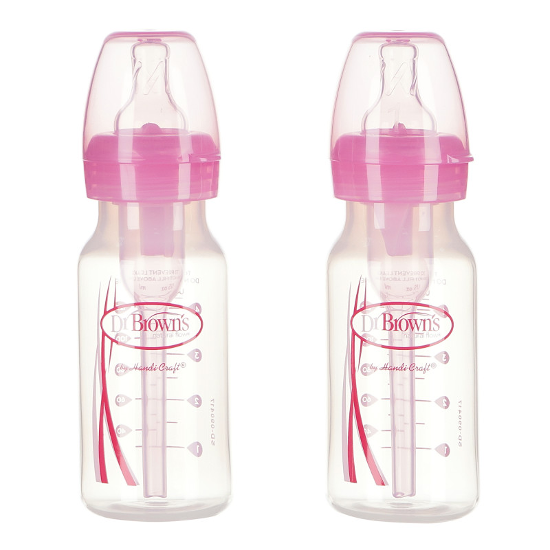 Sticlă de alimentare din polipropilenă, roz, cu 1 tetină, 0 + luni, 120 ml.  95166