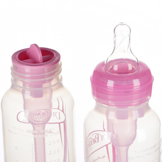 Sticlă de alimentare din polipropilenă, roz, cu 1 tetină, 0 + luni, 250 ml. DrBrown's 95172 3