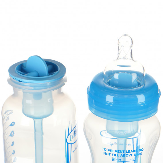Sticlă de alimentare din polipropilenă, albastră, cu tetină de 1 picătură, 0 + luni, 270 ml. DrBrown's 95188 3
