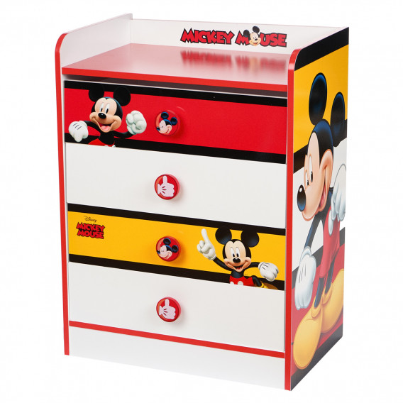 Comodă- Mickey Mouse în curlorile roșu, alb și galben Stor 95681 