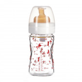 Flacon din sticlă cu tetină de cauciuc 1 picătură, pentru vârste între 0+ luni și capacitate 150 ml, roz Chicco 95757 2