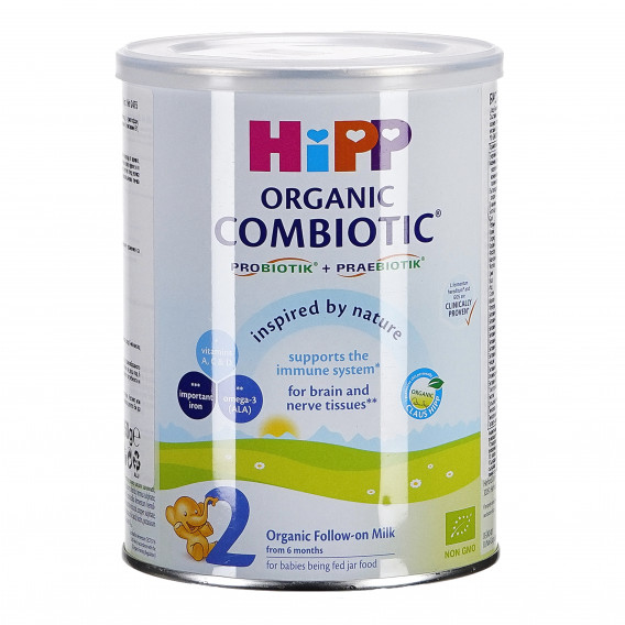 Lapte organic 2 combiotic, 6+ luni, cutie 350 g Hipp 95779 