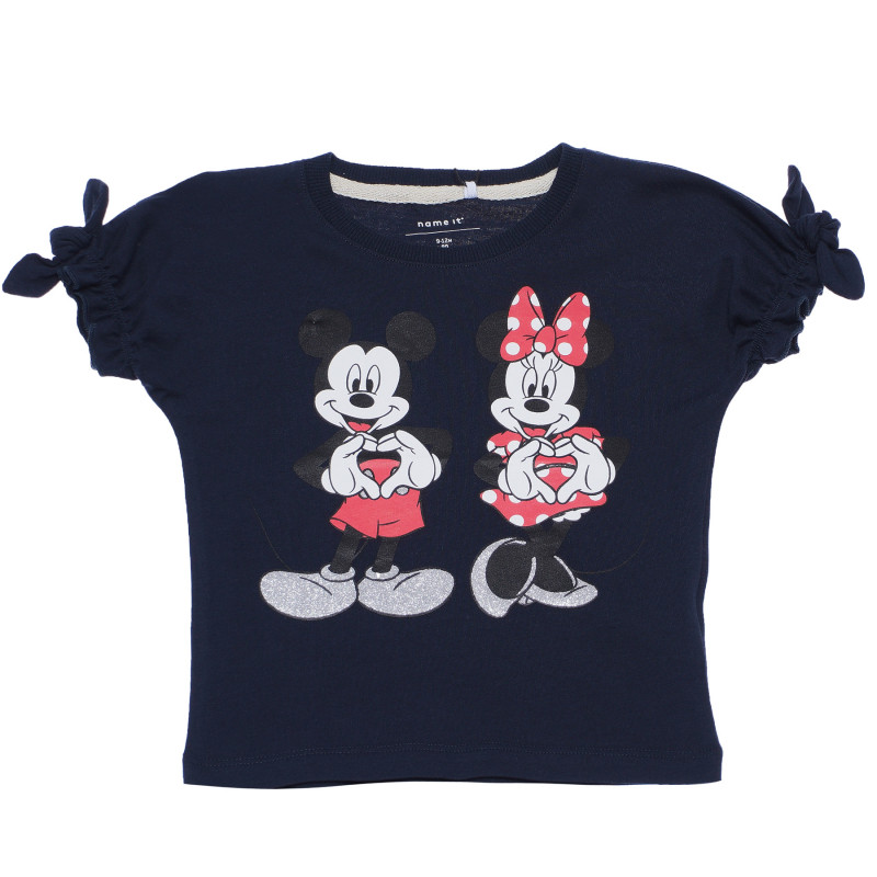 Bluză din bumbac Mickey și Minnie Mouse cu mâneci scurte pentru o fată  96568