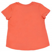Bluză portocalie de bumbac cu inscripția PARADISE și cu mâneci scurte pentru fete Name it 96600 2